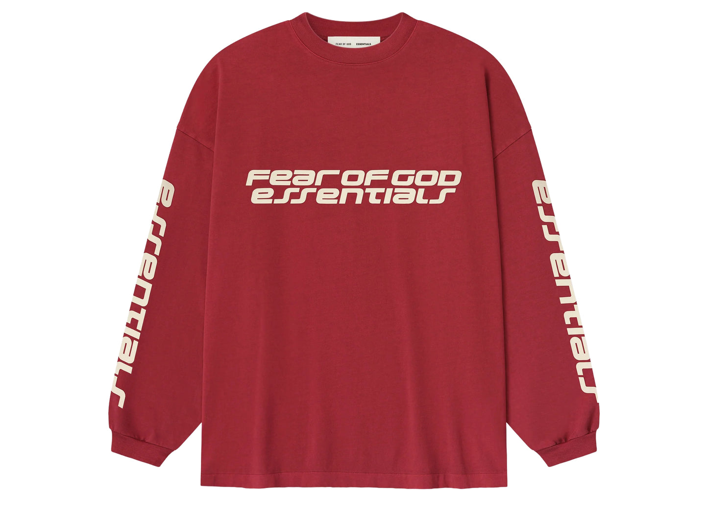 Fear of God Essentials 90's Long Sleeve Tee 'Crimson'