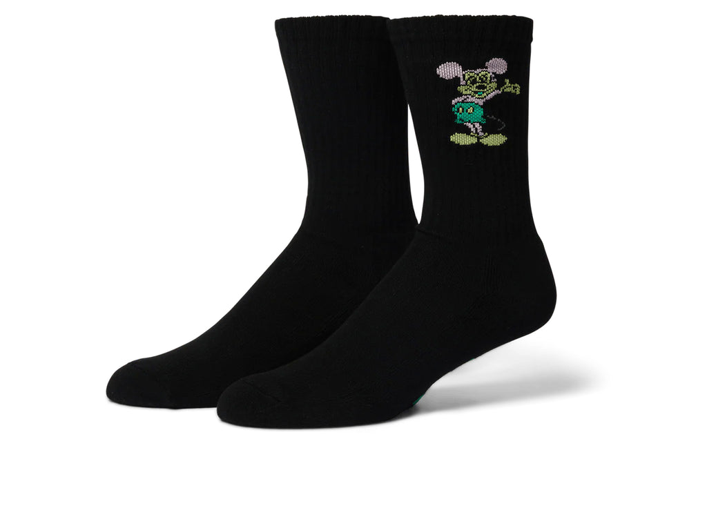 HUF x Mickey Greetings Crew Sock in Black