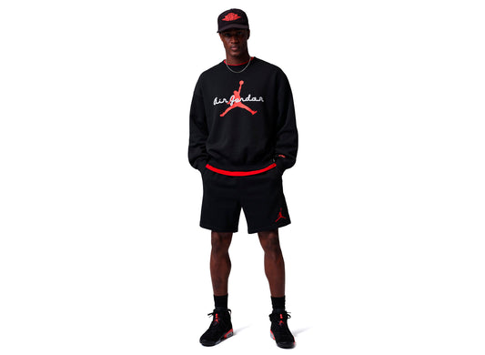 Jordan Brooklyn Fleece Crewneck Sweatshirt in Black / Infrared 23