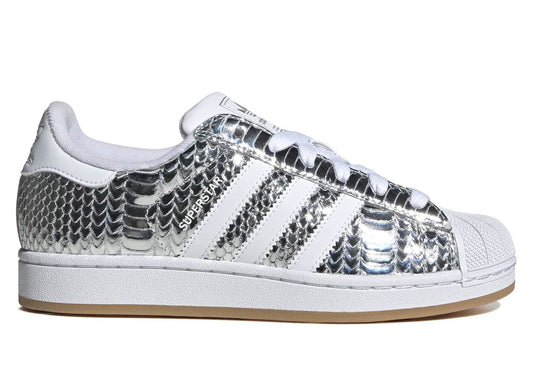 Women's Adidas Superstar II in Silver Metallic / White