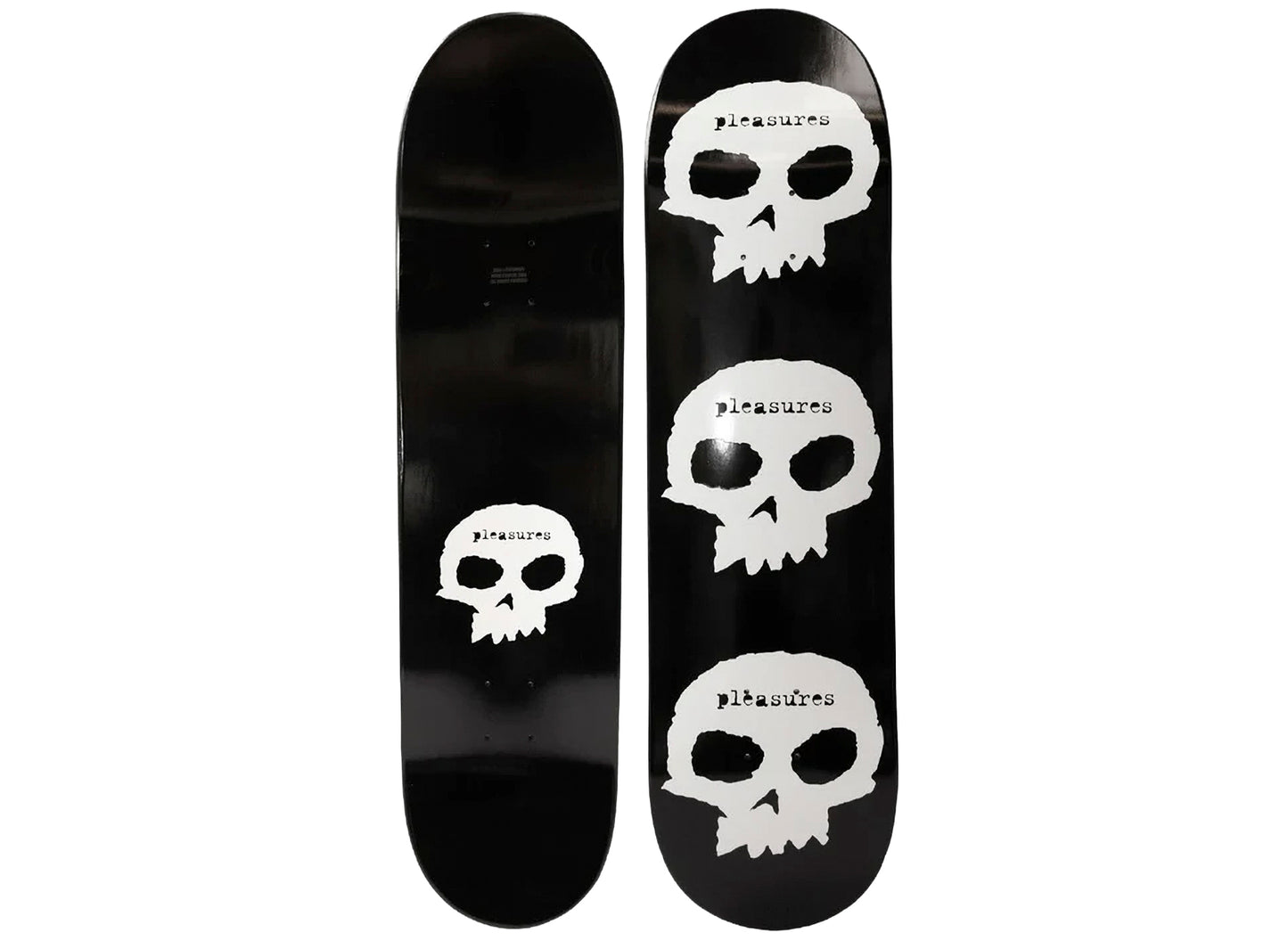 Pleasures x Zero Black Skulls Skate Deck in Black