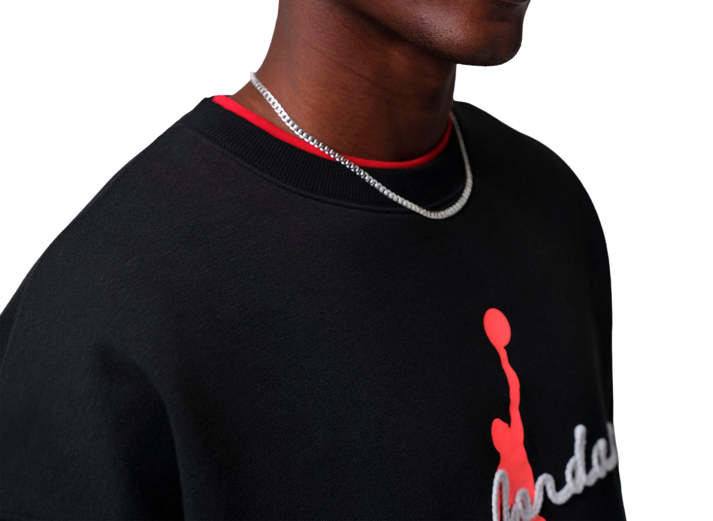 Jordan Brooklyn Fleece Crewneck Sweatshirt in Black / Infrared 23
