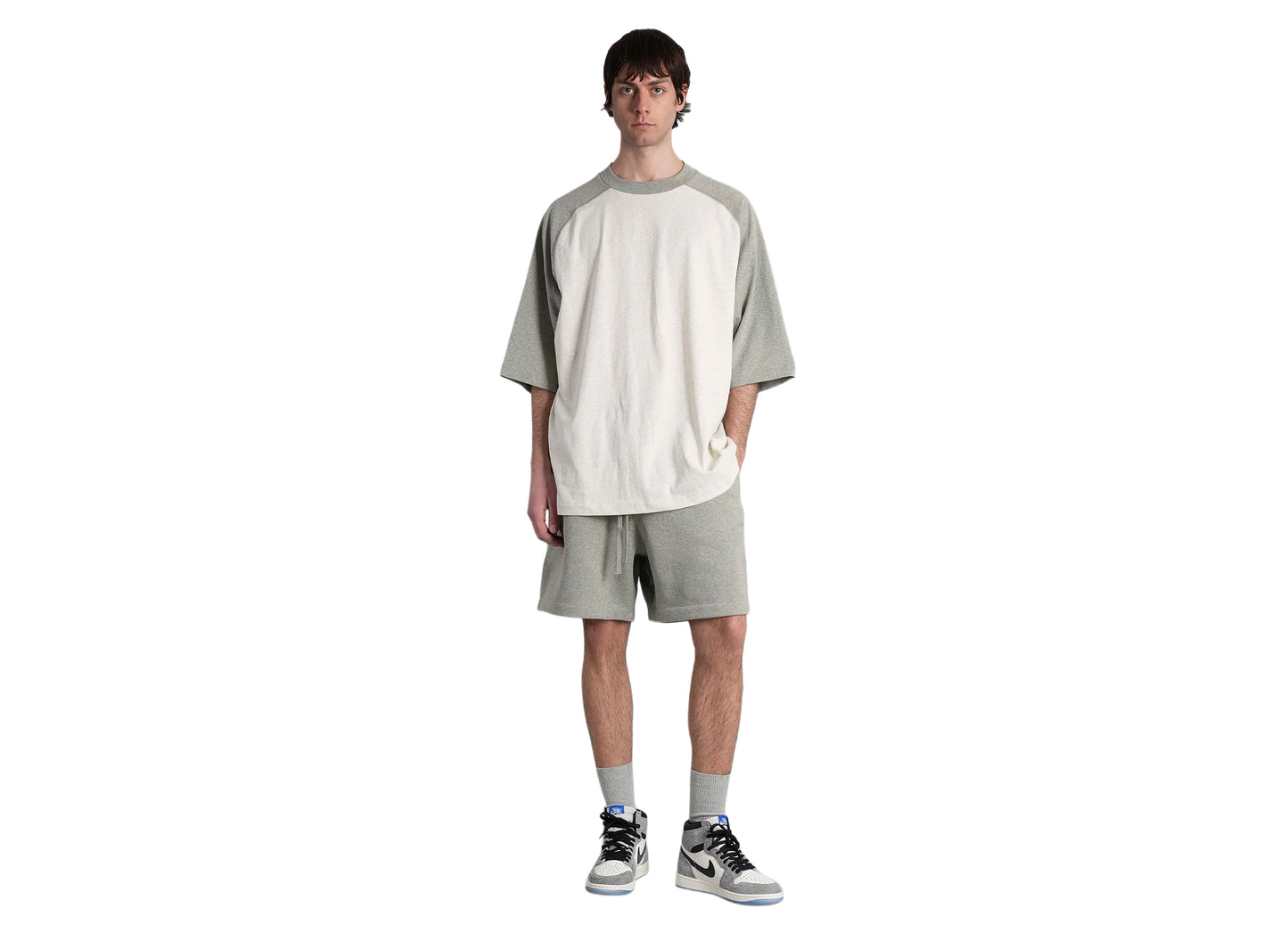 Fear of God Essentials T-shirt de baseball signature « Oatmeal / Concrete Heather »