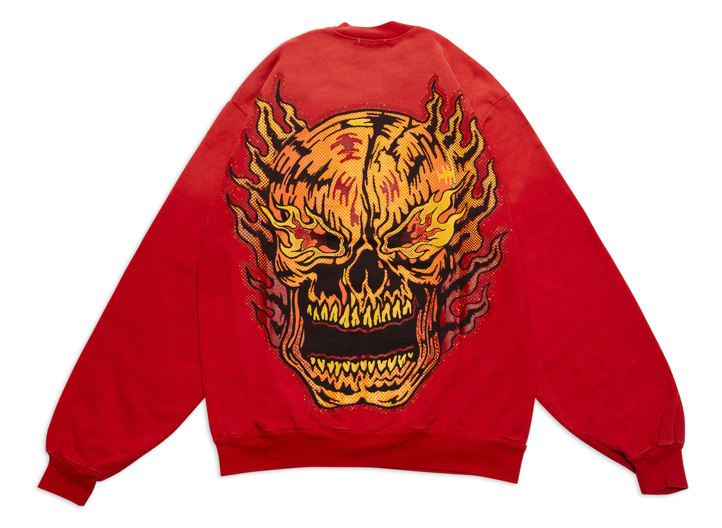 Warren Lotas Flaming Skull Crewneck in Ferrari Red