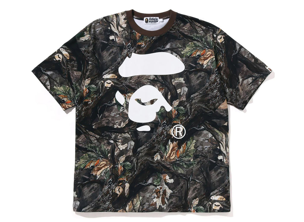 A Bathing Ape Tree Edge Camo Ape Face Relaxed Fit Tee in Brown