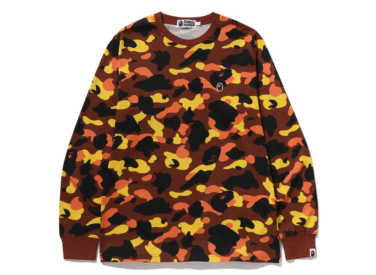 A Bathing Ape 1st Camo One Point LS Tee in Orange