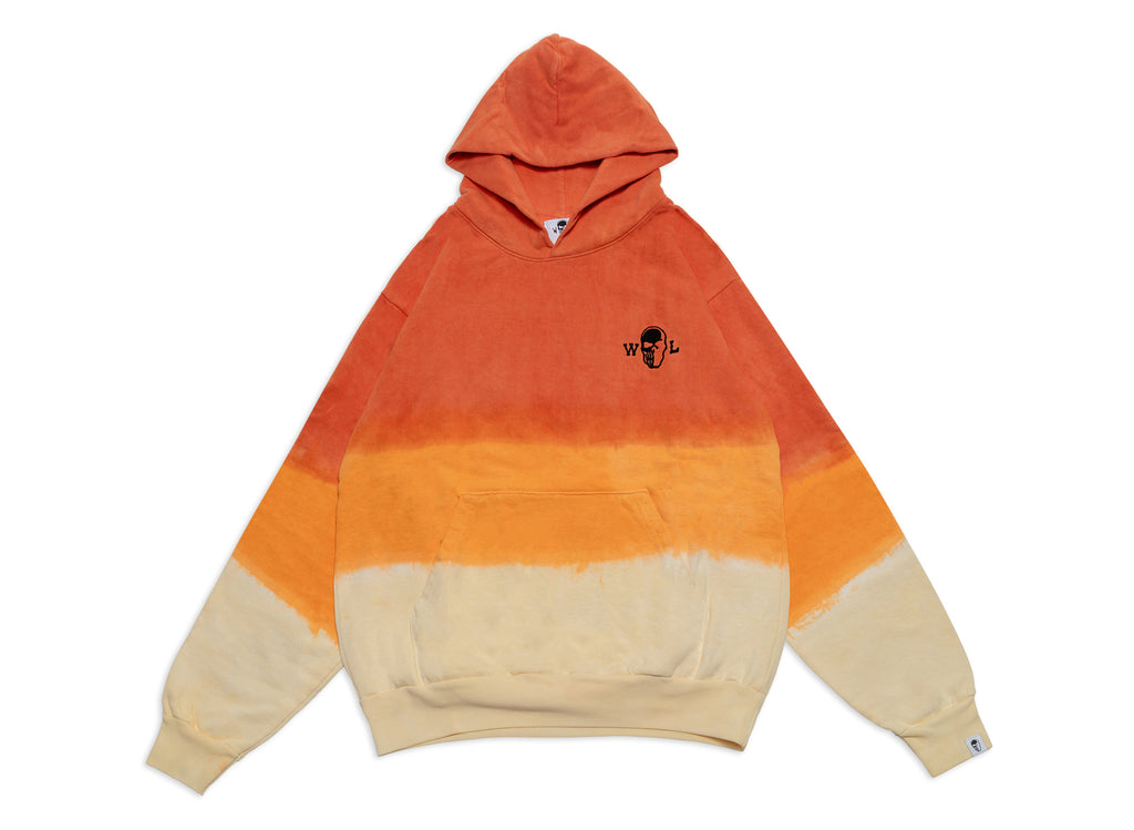Warren Lotas Five Guns Dip Dye Hoodie in Tan Orange Gradient
