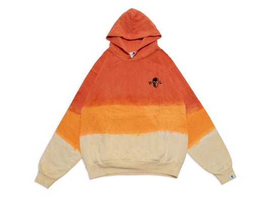 Warren Lotas Five Guns Dip Dye Hoodie in Tan Orange Gradient
