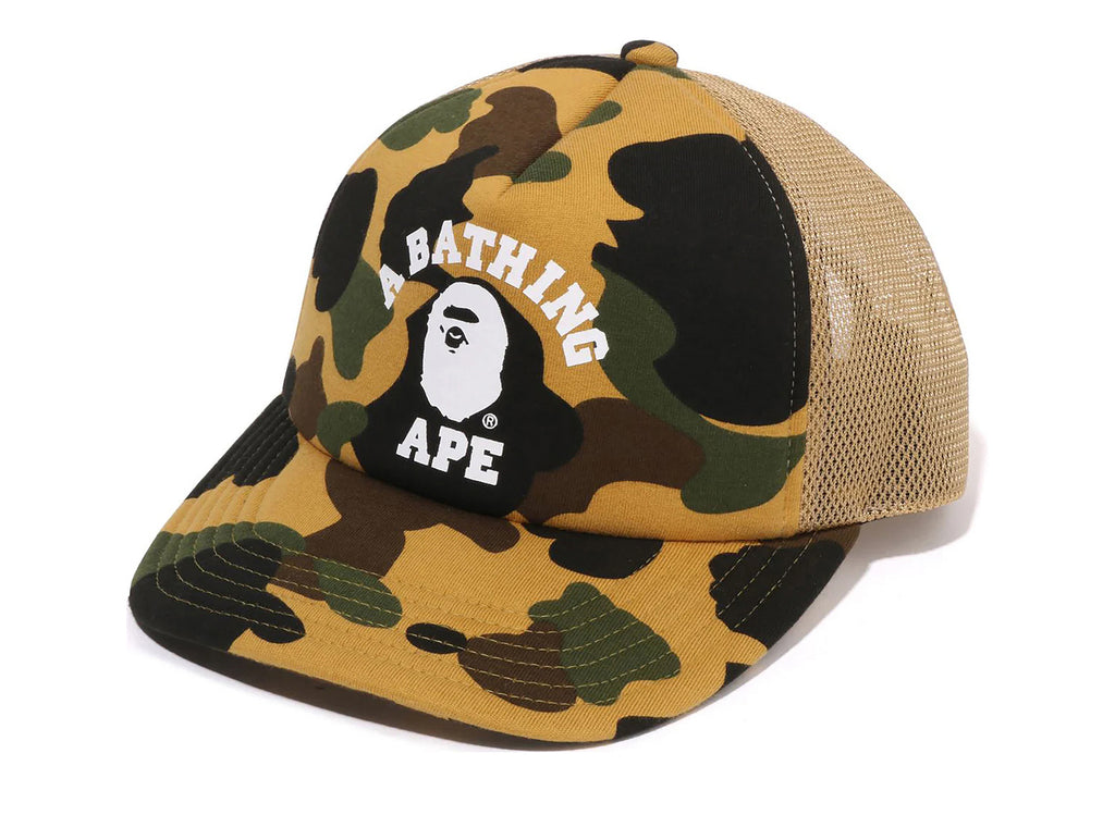 A Bathing Ape 1st Camo College Mesh Cap in Yellow