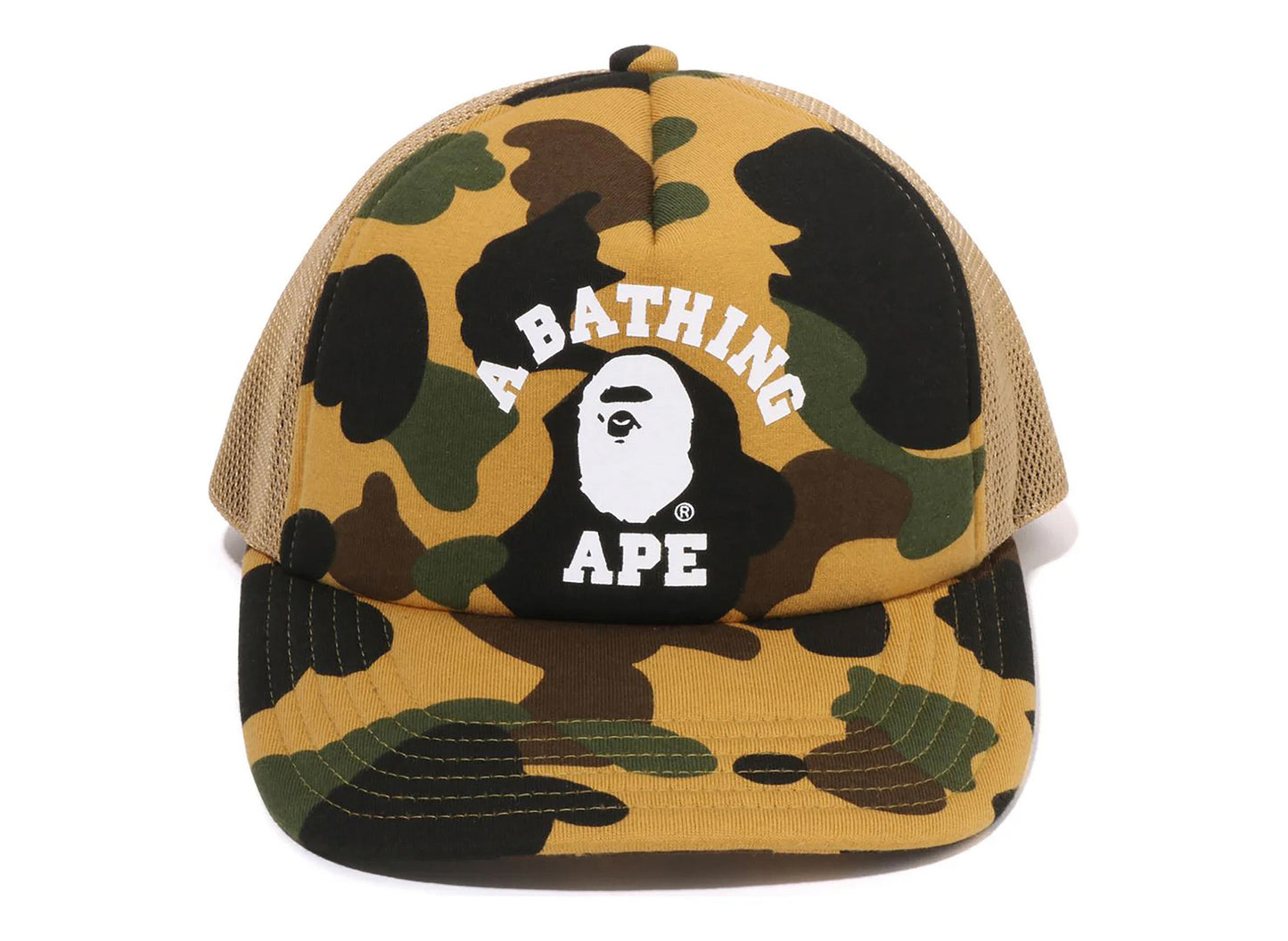A Bathing Ape 1st Camo College Mesh Cap in Yellow