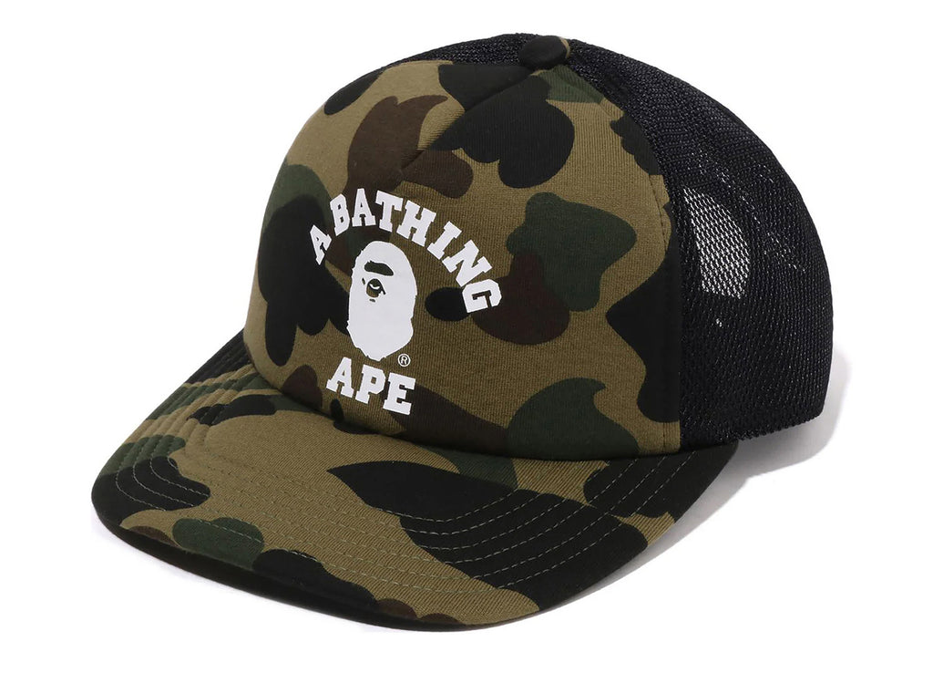 A Bathing Ape 1st Camo College Mesh Cap in Green