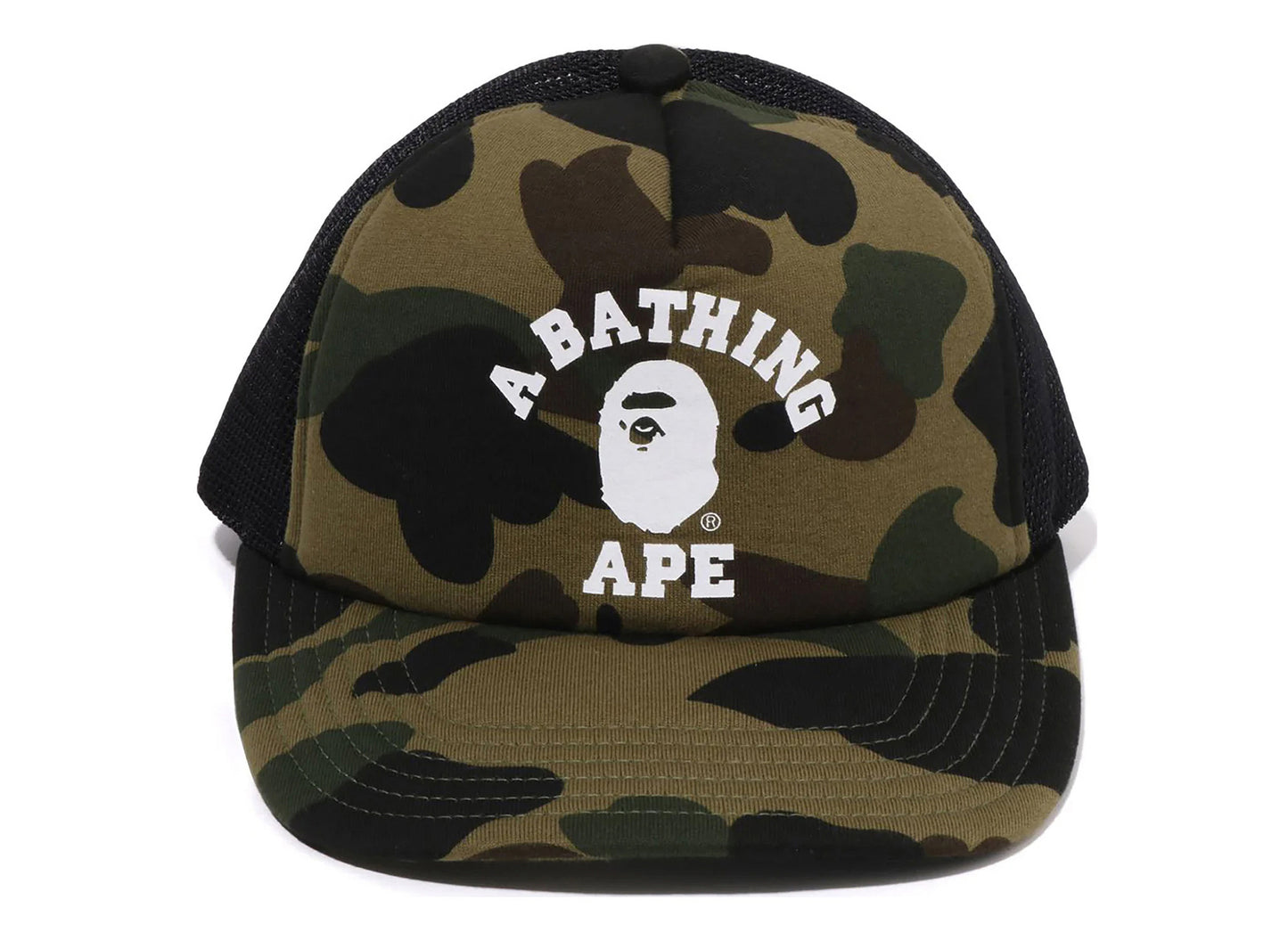 A Bathing Ape 1st Camo College Mesh Cap in Green
