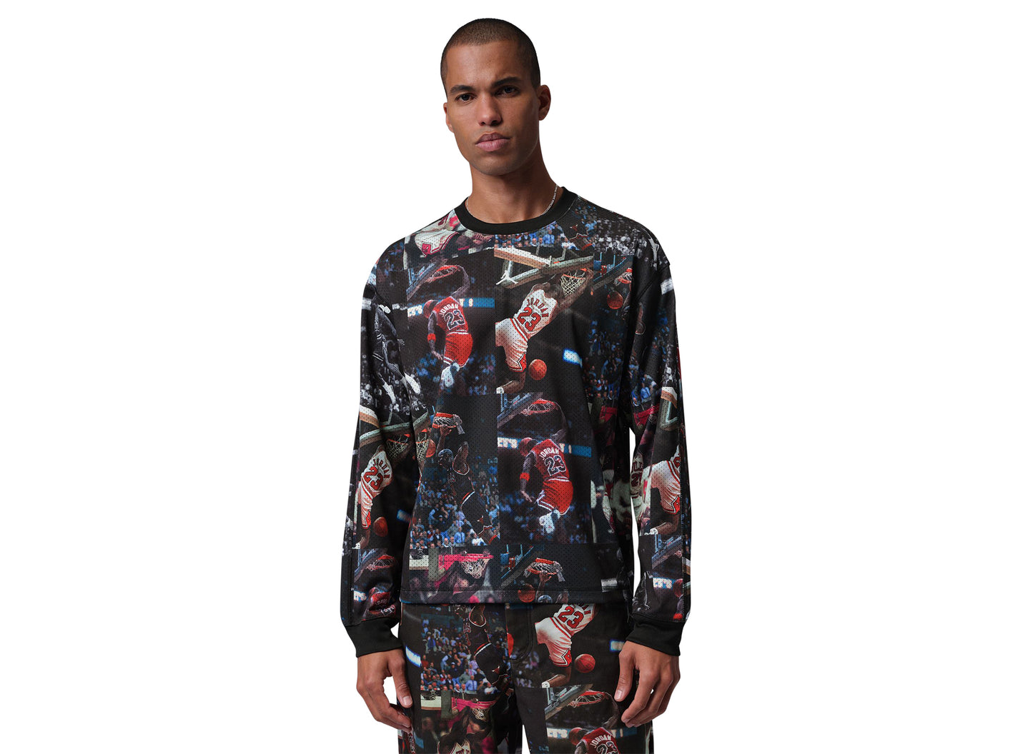 Jordan Flight Printed Long-Sleeve Jersey in Black / White