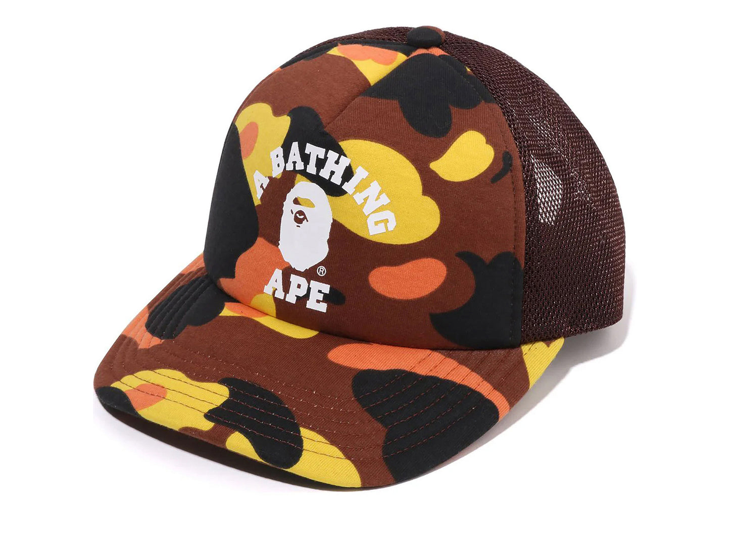 A Bathing Ape 1st Camo College Mesh Cap in Orange