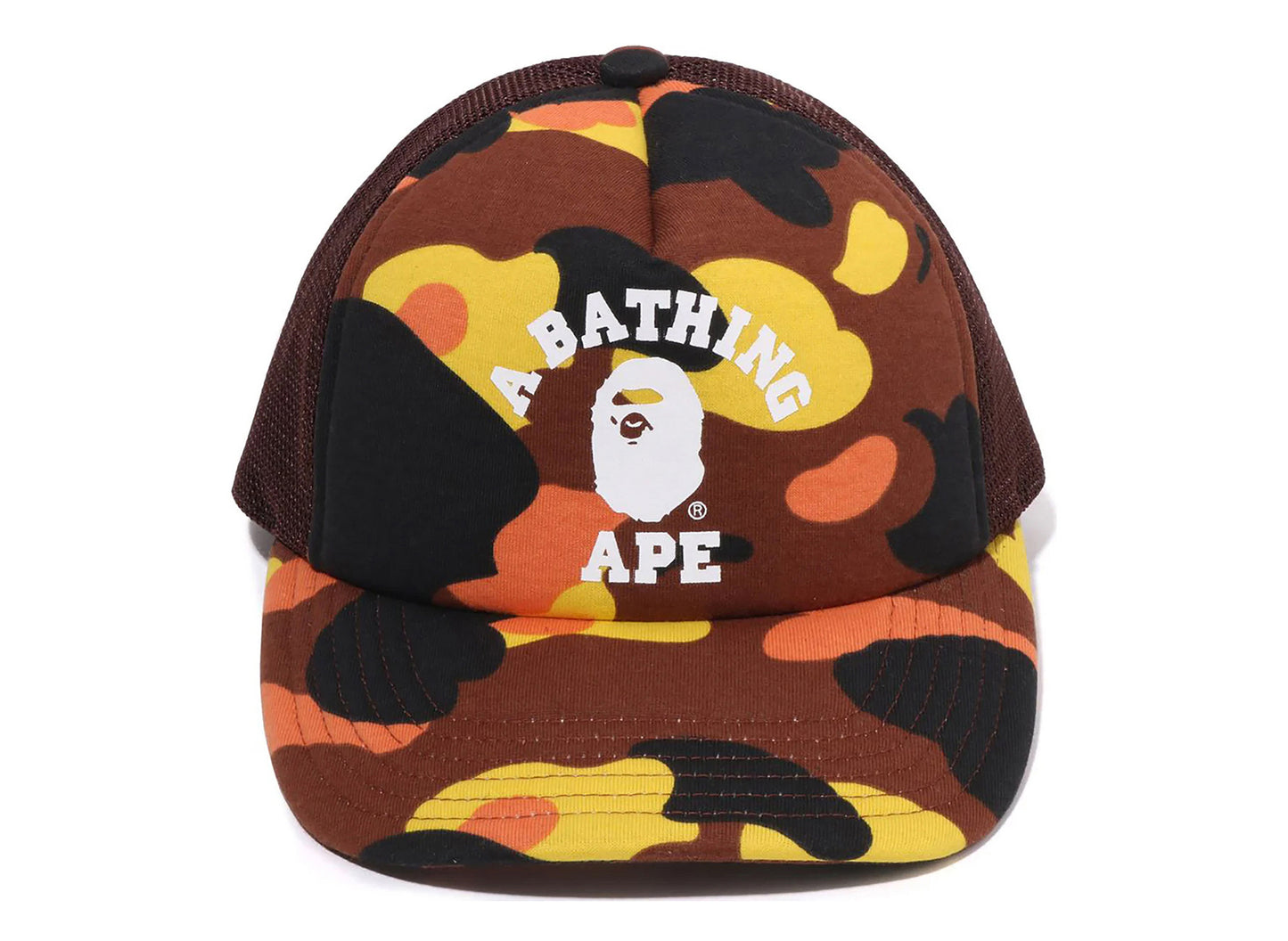 A Bathing Ape 1st Camo College Mesh Cap in Orange