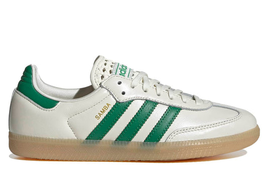 Women's Adidas Samba OG in Off White / Green