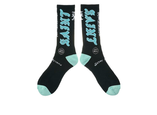 Saint Michael 'Saint' Socks in Black / Blue