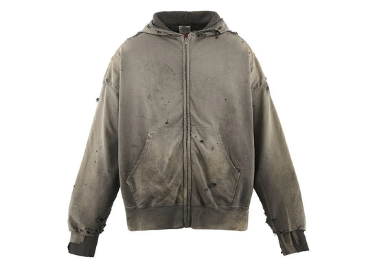 Saint Michael Double Face Zip Hoodie in Charcoal