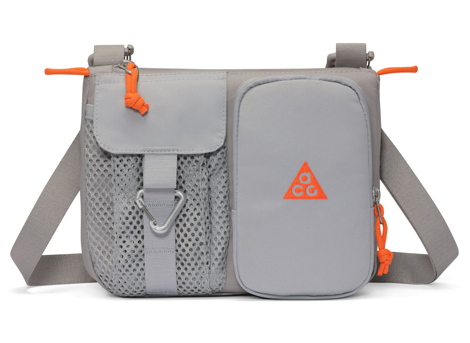 Nike gray × neon green sling bag Nike x Tech Crossbody Sling Bag Lime Yellow Metallic Silver