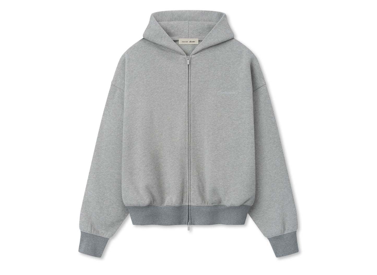 Fear of God Essentials Signature Classic Full Zip Hoodie 'Concrete Heather'
