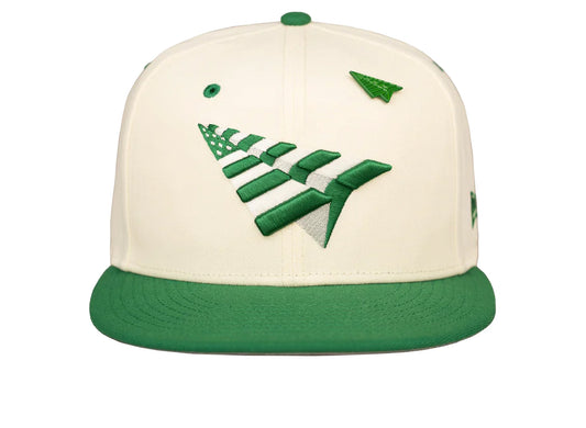 Paper Planes The Original Chrome 9Fifty Snapback Crown Hat in White / Kelly Green