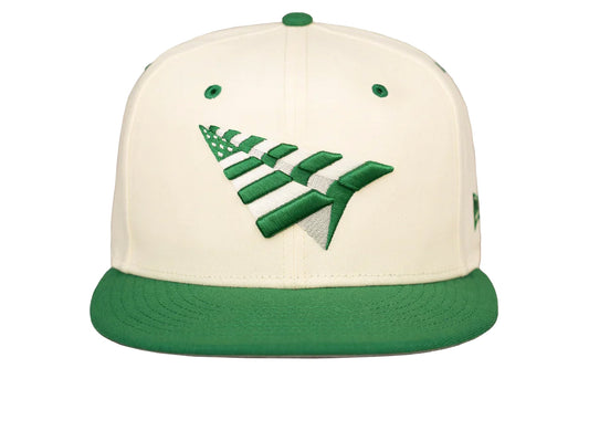 Paper Planes Original Chrome 59Fifty Fitted Crown Hat in White / Kelly Green