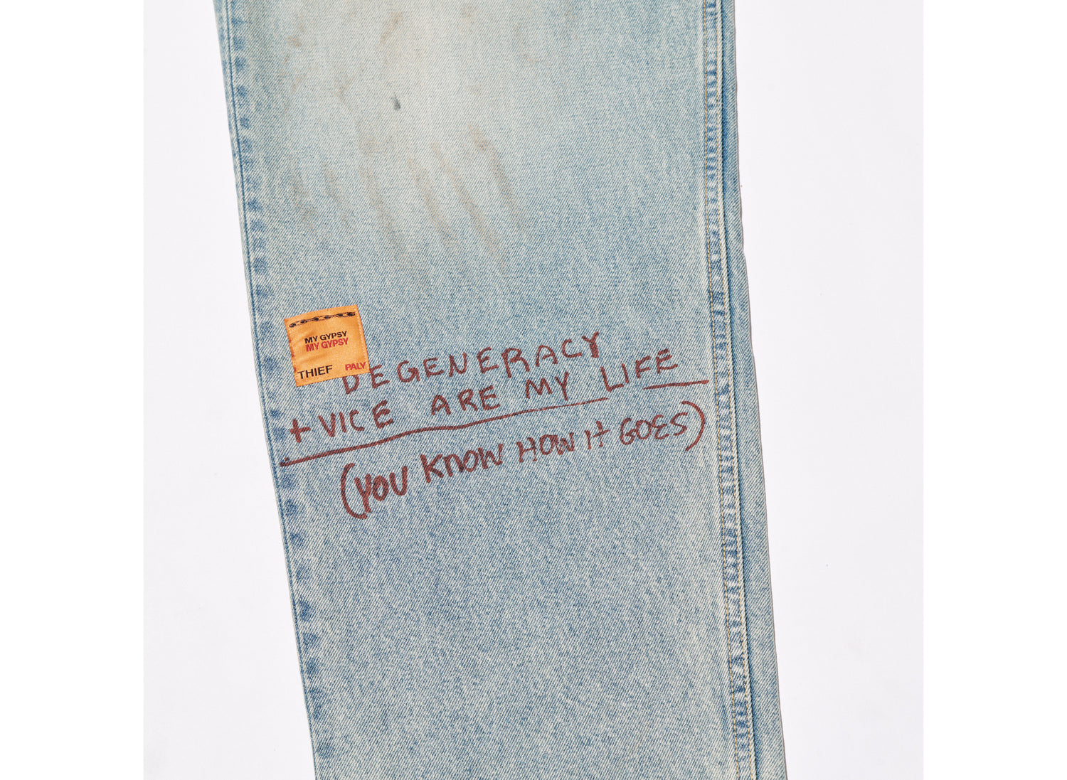 Paly Hollywood gypsy vice relaxed fit jean light wash denim — detail 01