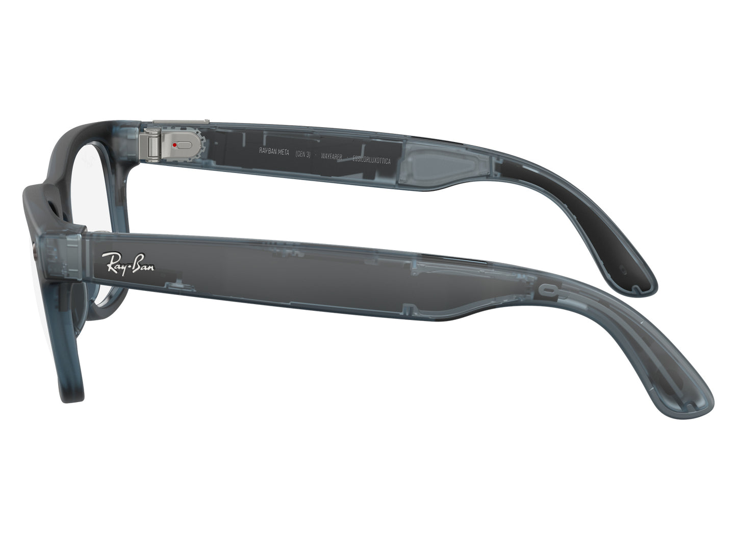 Ray-Ban Meta Wayfarer (Gen 3) Sunglasses in Transparent Matte Ocean Blue w/ Transitions Grey Lenses view 4