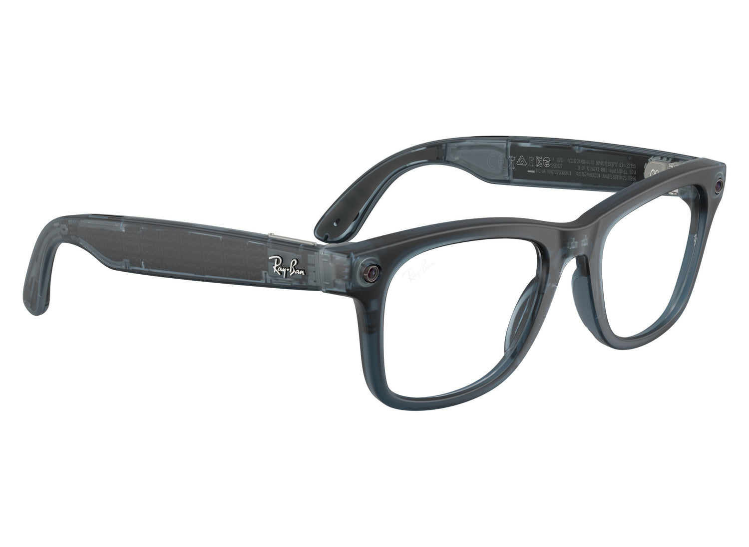 Ray-Ban Meta Wayfarer (Gen 3) Sunglasses in Transparent Matte Ocean Blue w/ Transitions Grey Lenses view 7