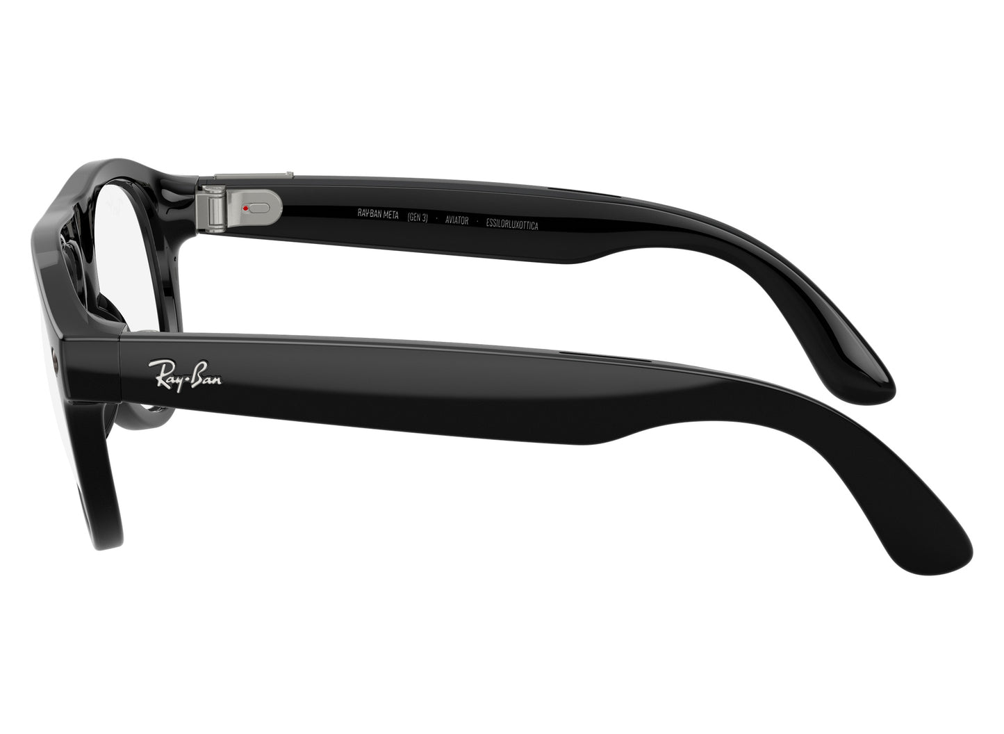 Ray-Ban Meta Aviator (Gen 3) Sunglasses in Shiny Black w/ Transitions Graphite Green Lenses view 4