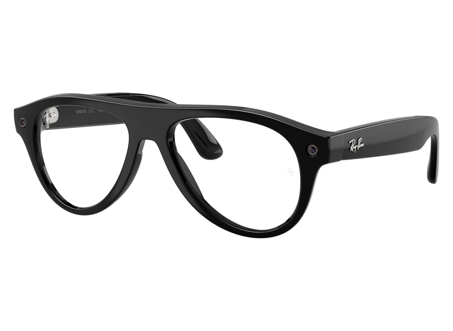 Ray-Ban Meta Aviator (Gen 3) Sunglasses in Shiny Black w/ Transitions Graphite Green Lenses view 6