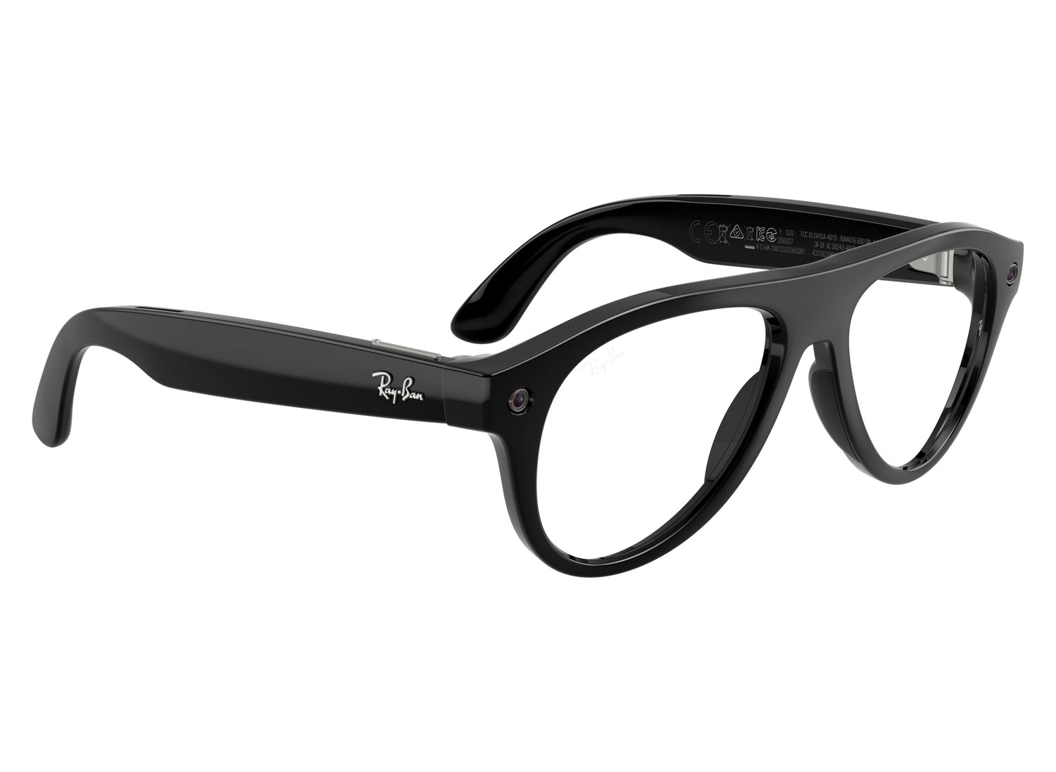 Ray-Ban Meta Aviator (Gen 3) Sunglasses in Shiny Black w/ Transitions Graphite Green Lenses view 7