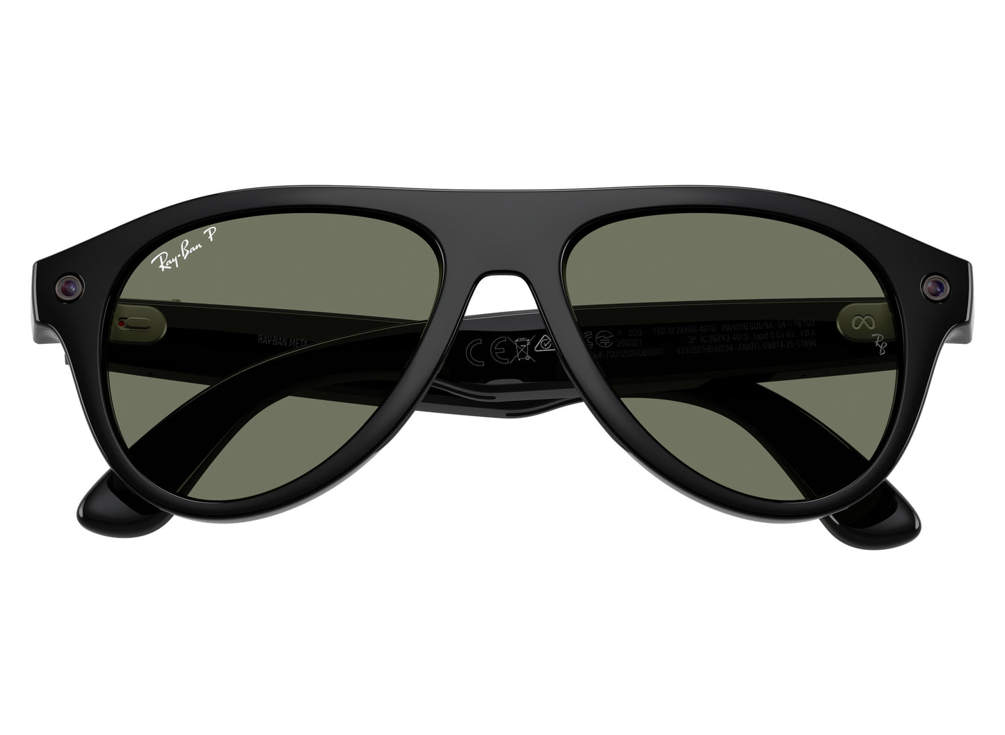 Ray-Ban Meta Aviator (Gen 3) Sunglasses in Shiny Black w/ G15 Green Polar Lenses view 1