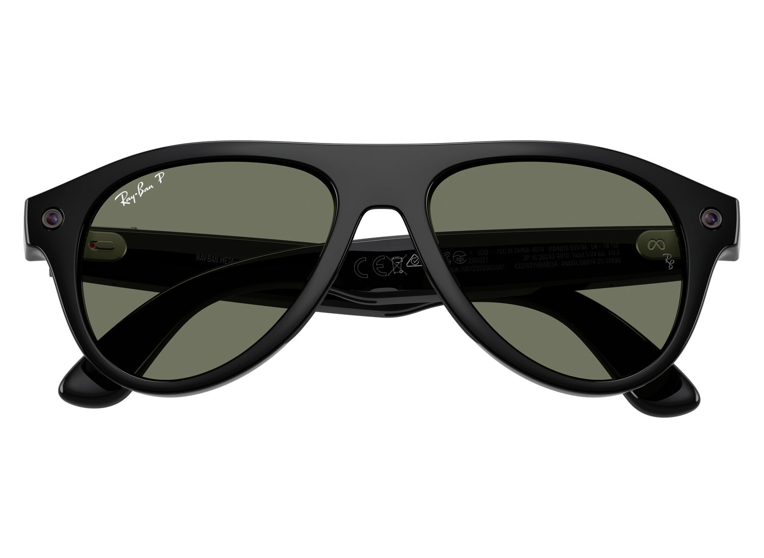 Ray-Ban Meta Aviator (Gen 3) Sunglasses in Shiny Black w/ G15 Green Polar Lenses view 1
