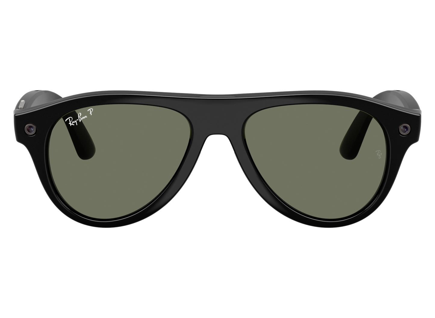 Ray-Ban Meta Aviator (Gen 3) Sunglasses in Shiny Black w/ G15 Green Polar Lenses view 2