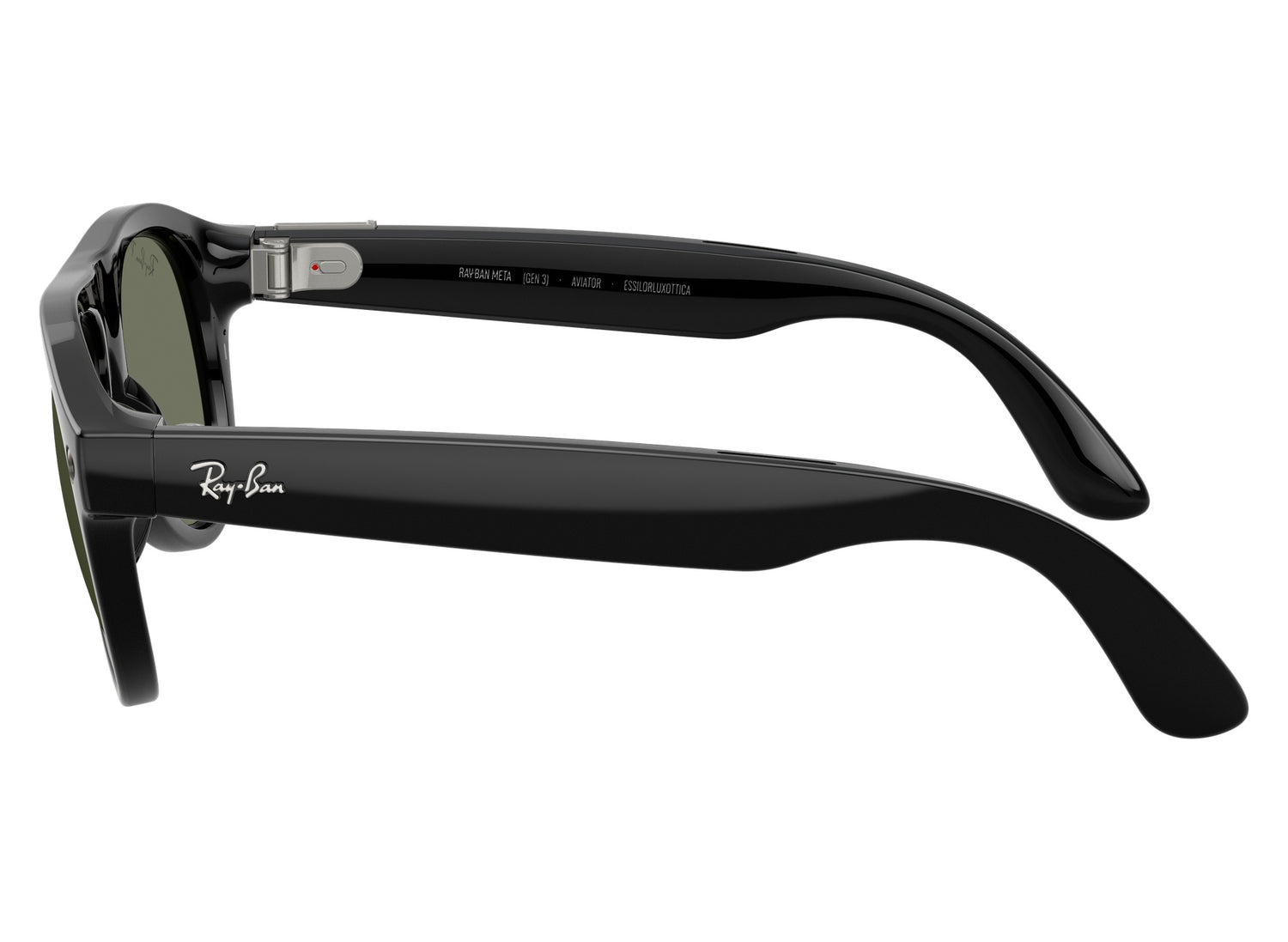 Ray-Ban Meta Aviator (Gen 3) Sunglasses in Shiny Black w/ G15 Green Polar Lenses view 4