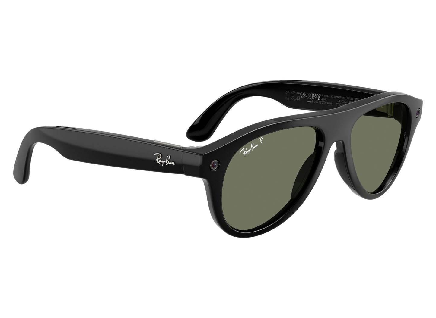 Ray-Ban Meta Aviator (Gen 3) Sunglasses in Shiny Black w/ G15 Green Polar Lenses view 7