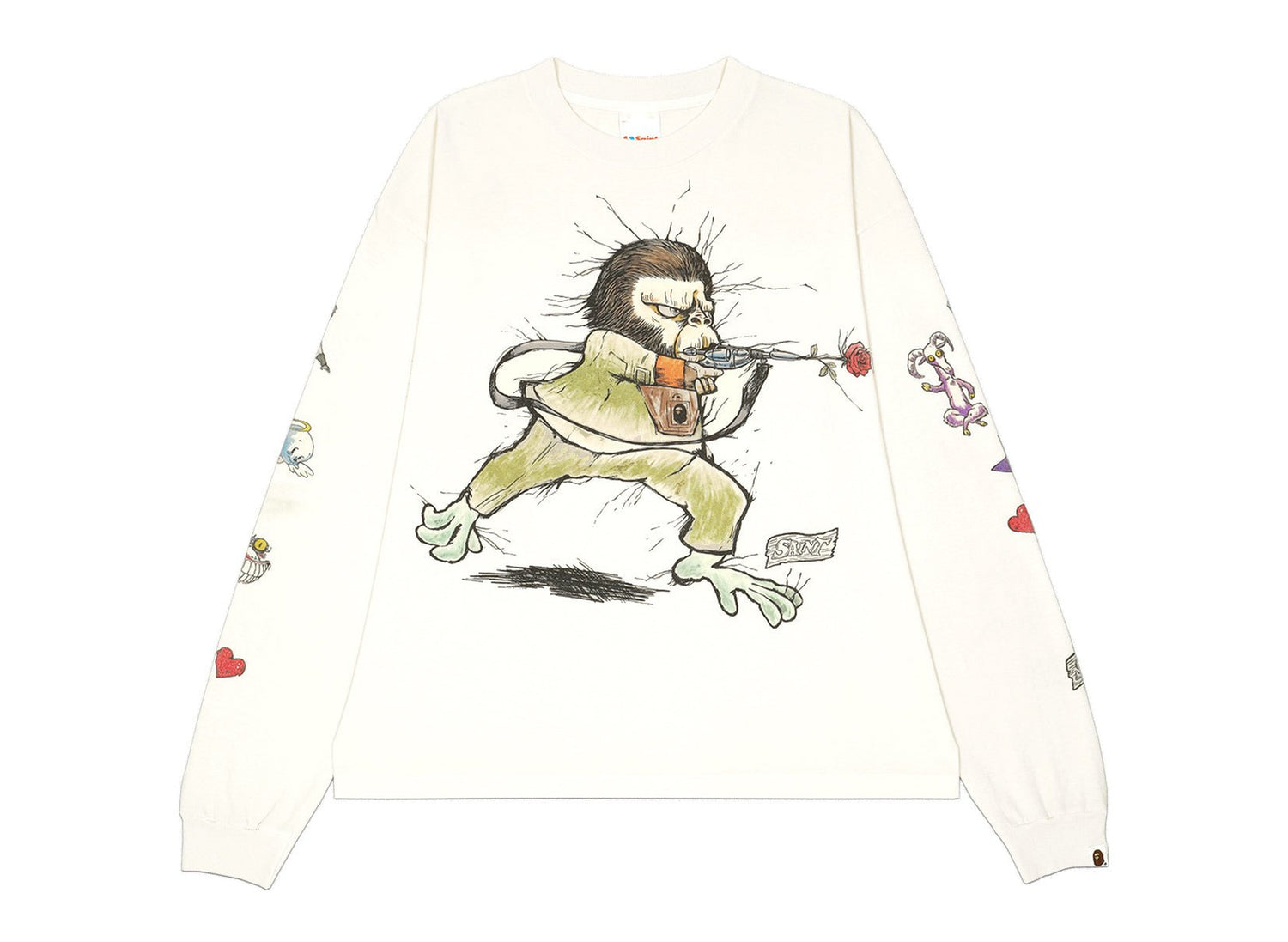 Saint Michael x BAPE Running Long Sleeve T-Shirt in White - view 1