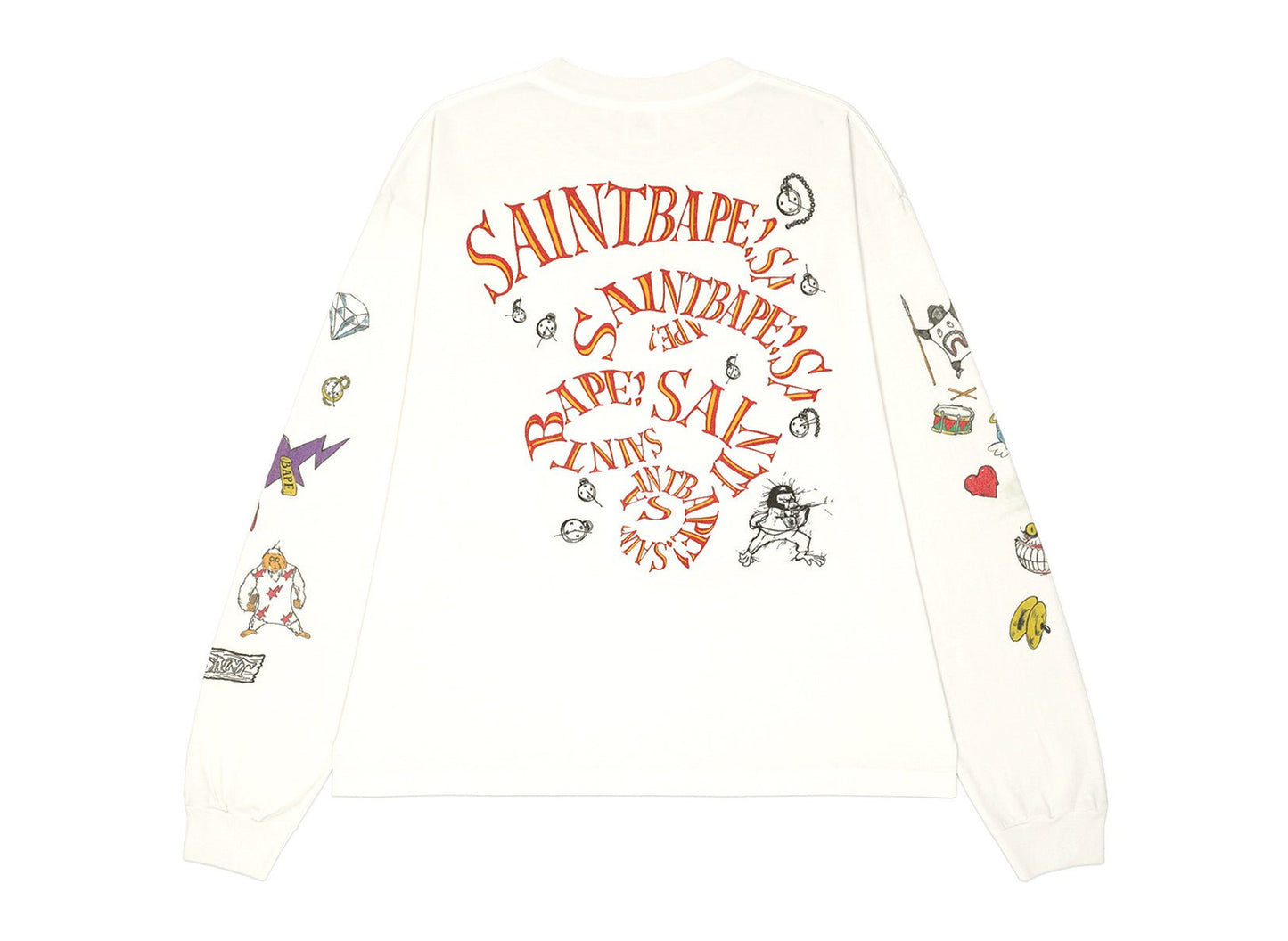 Saint Michael x BAPE Running Long Sleeve T-Shirt in White - view 2