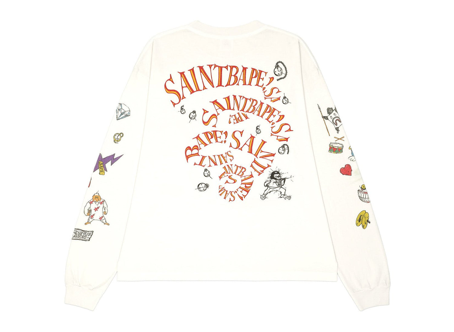 Saint Michael x BAPE Running Long Sleeve T-Shirt in White - view 2