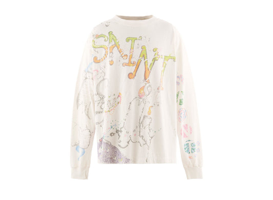 Saint Michael x Coco Star Sims COCO long-sleeve T-shirt in white, front