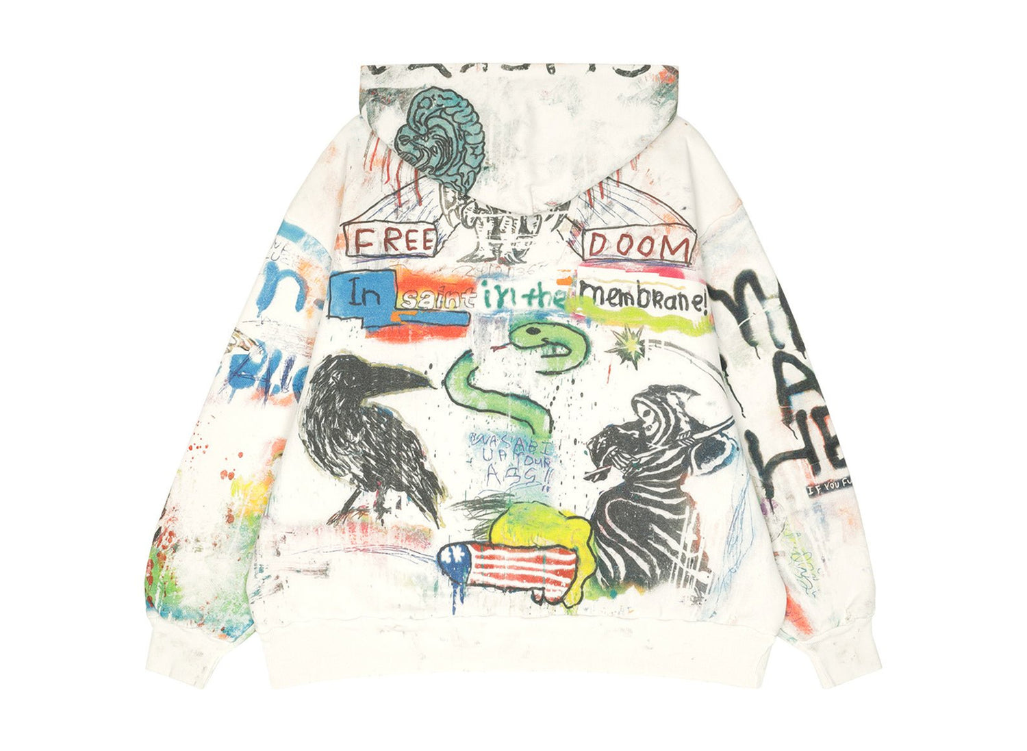 Saint Michael Madsucky Double Face Hoodie in White — back