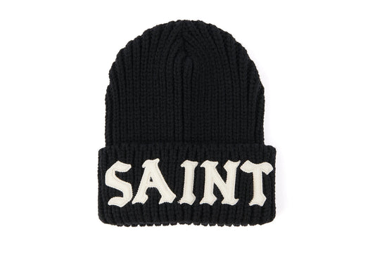 Saint Michael 'Saint' Knit Cap in Black — front studio view