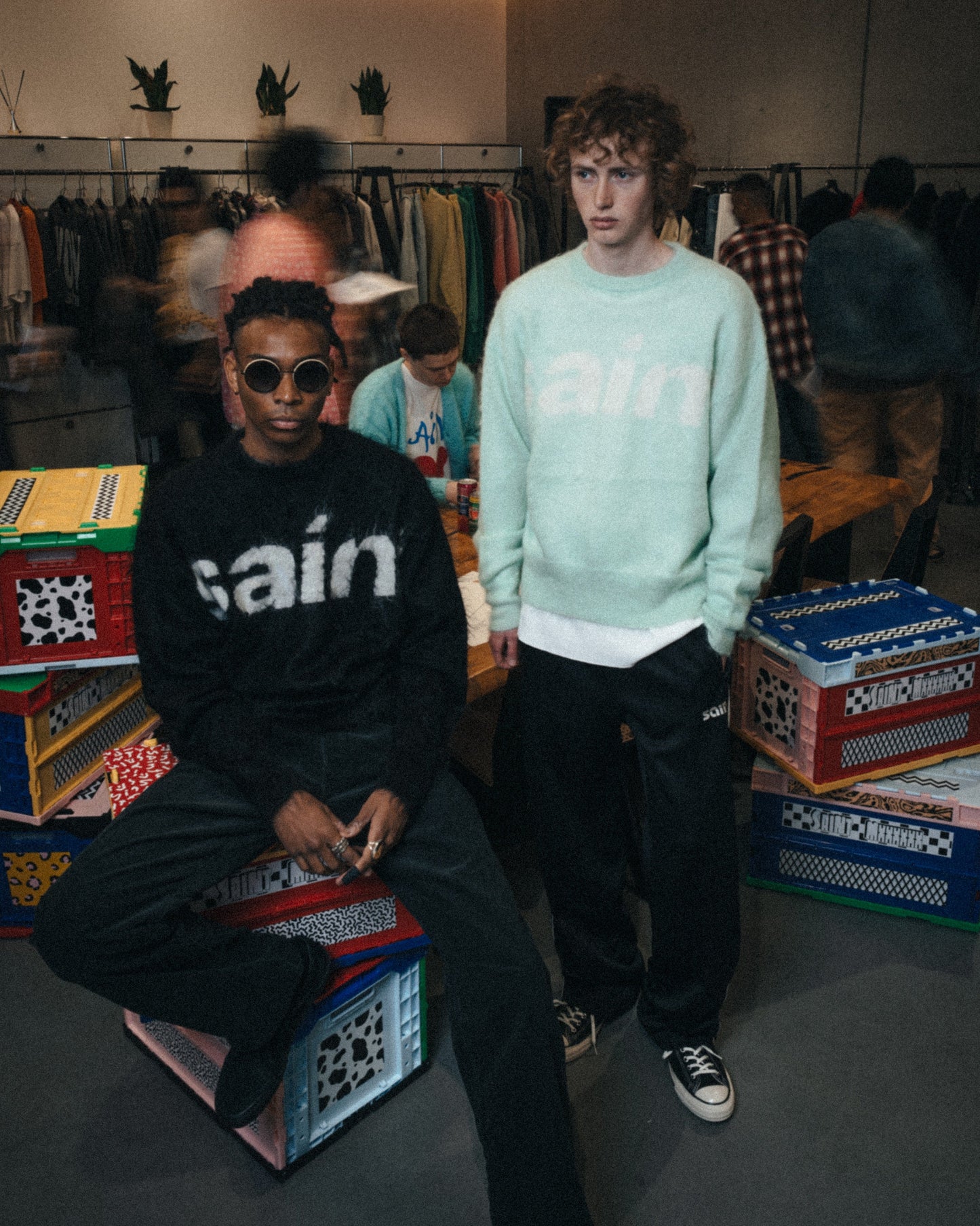 Saint Michael Mohair Crew Knit in Black — product detail