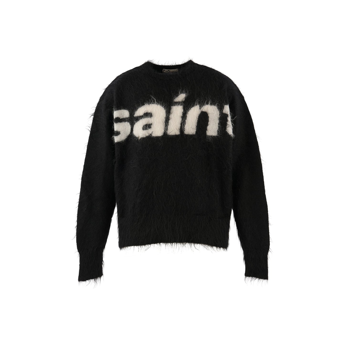 Saint Michael Mohair Crew Knit in Black — front studio view