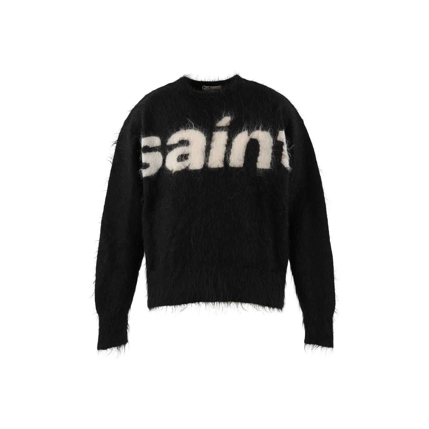 Saint Michael Mohair Crew Knit in Black — front studio view