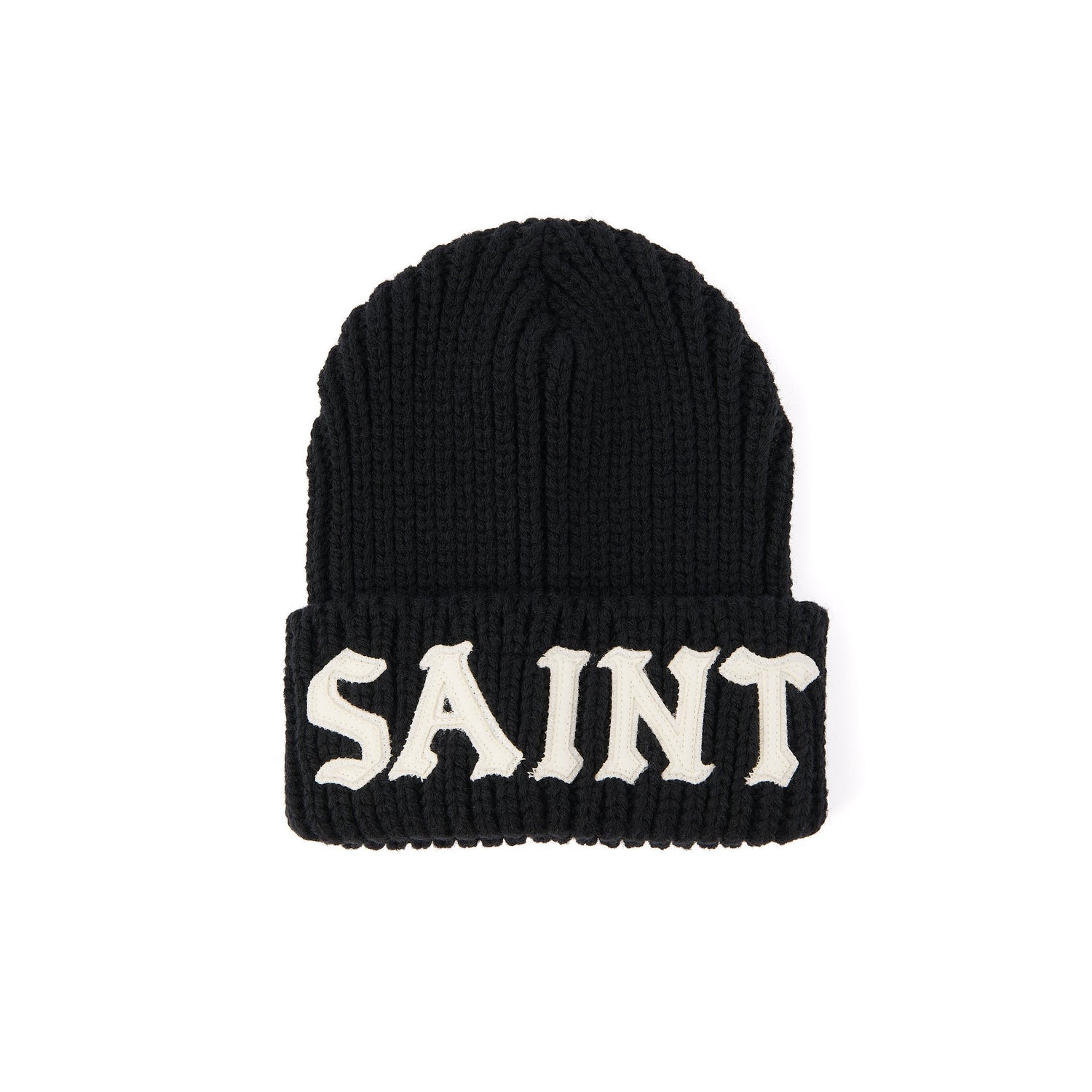 Saint Michael 'Saint' Knit Cap in Black — front studio view