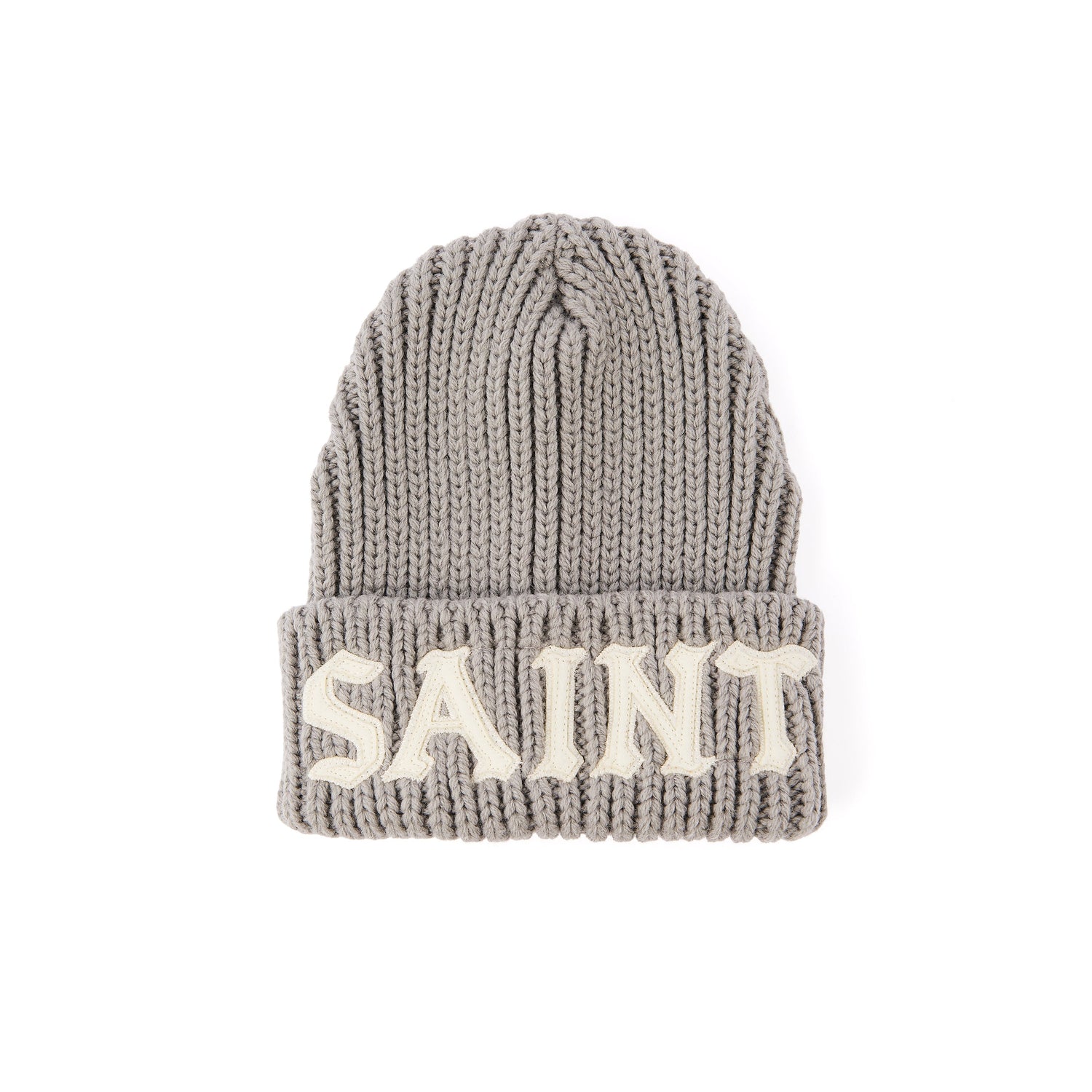Saint Michael 'Saint' Knit Cap in Grey — front studio view