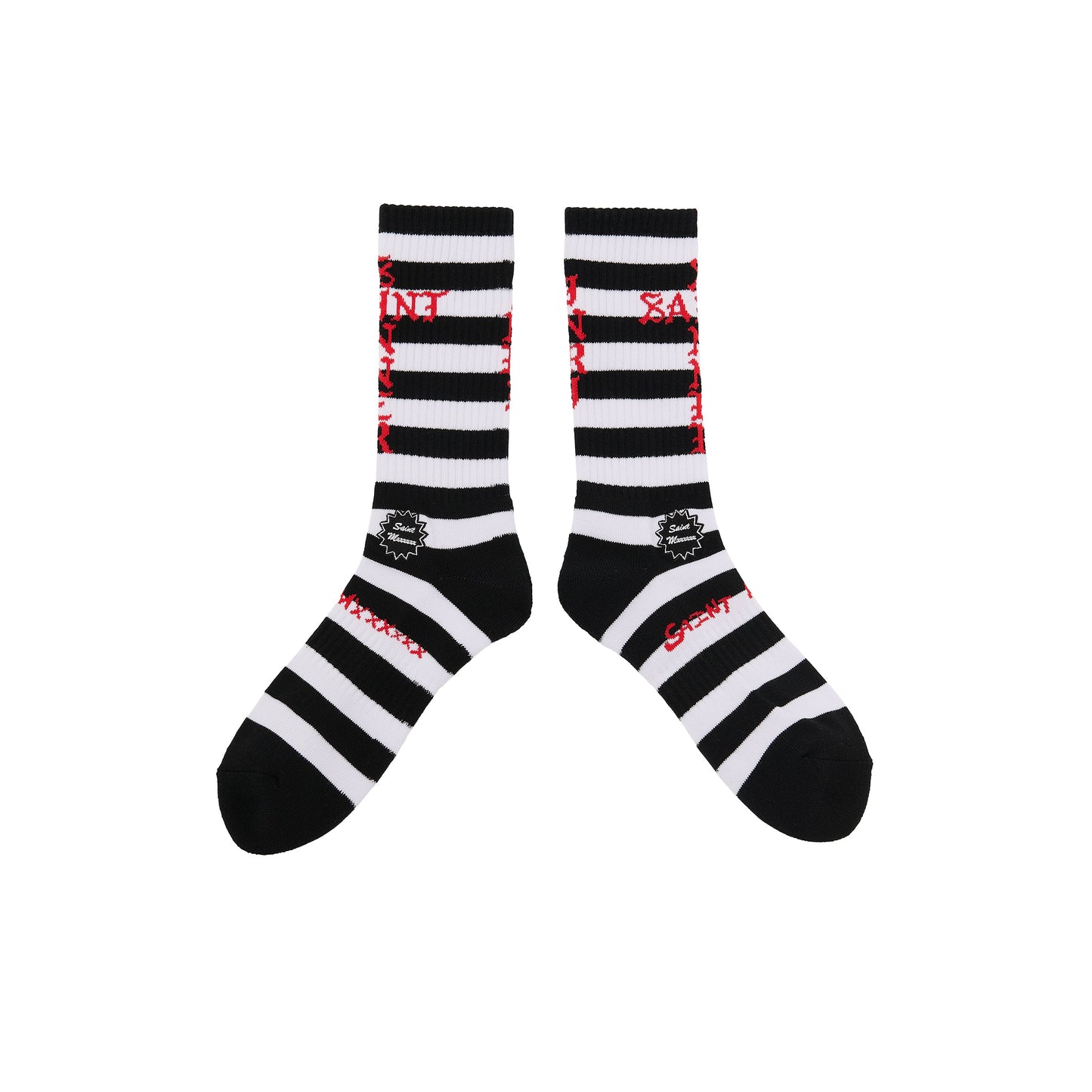 Saint Michael Border Socks in Black / White — product detail