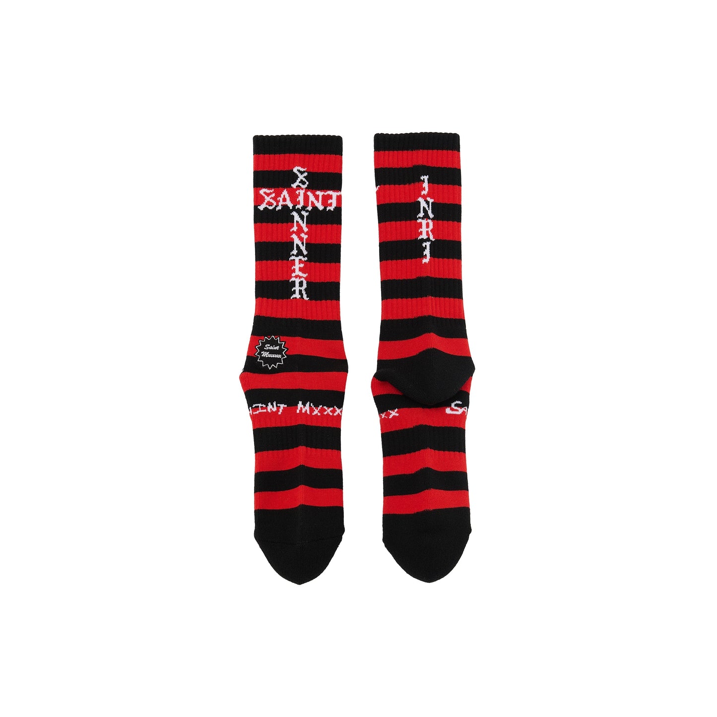 Saint Michael Border Socks in Black / Red — product detail